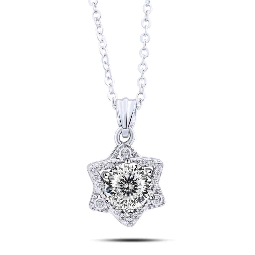 Elegant 1CT Five-Point Star Moissanite Jewelry 925 Sterling Silver Necklace for charm lady  female dating party gift
