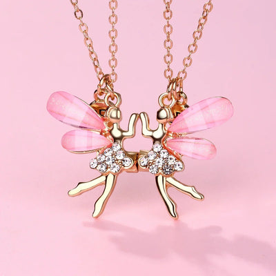 Exquisite Flower Fairy Magnet Necklace for Women Fashion Elf Pendant Clavicle Chain BFF Best Friends Jewelry Concert Gift 2024
