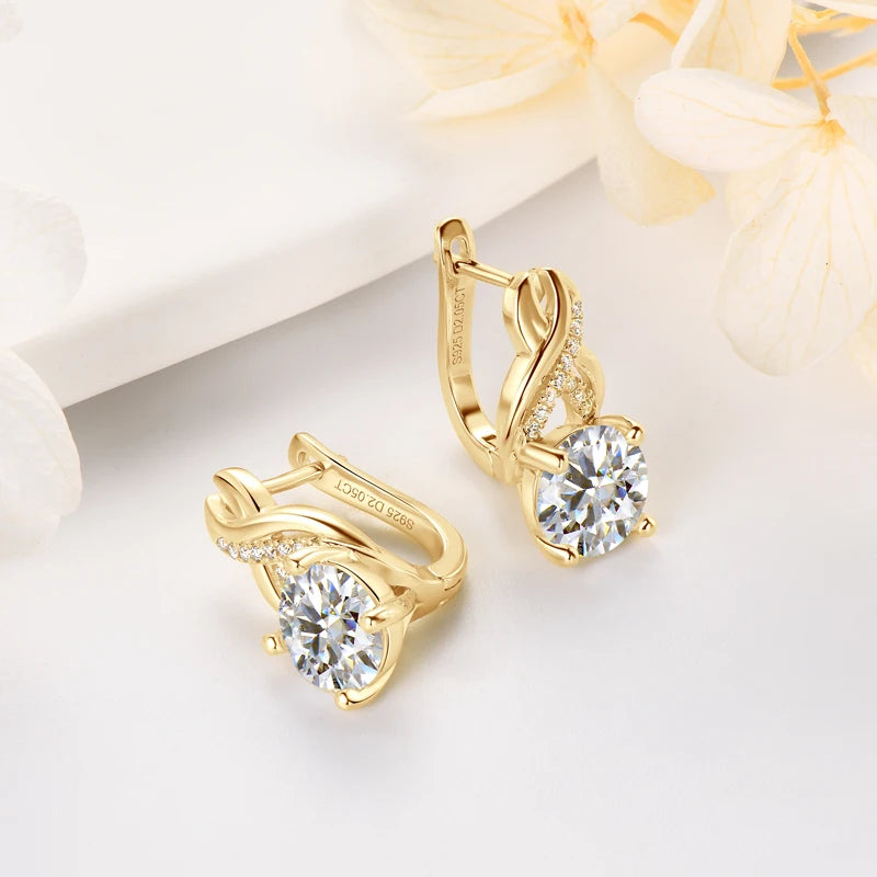 Anziw 8mm 2.0CT D Moissanite Jewelry Sets 925 Sterling Silver Luxury Infinity Necklace Earrings for Women Wedding Party Jewelry