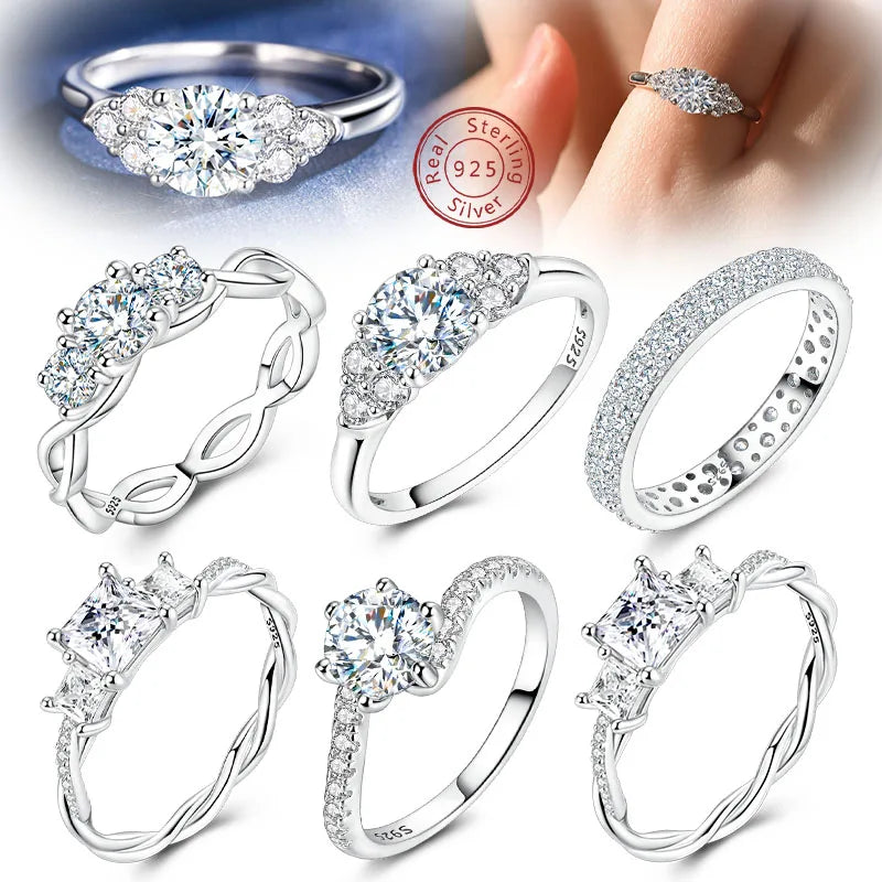 Moissanite Ring Real 925 Sterling Silver Simple Sparkling Shiny Oval Stone Ring For Women Engagement Wedding Luxury Fine Jewelry