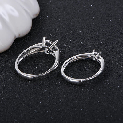 Round Size 5-11 Minimalist Four-Prong Moissanite Ring Setting, S925 Sterling Silver Material, Suitable for Handmade DIY Jewelry