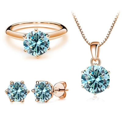 Moissanite  Jewelry Set  for charm lady Rose Gold Plated with total 4 carat mossanite silver 925 jewerly set gift classic design
