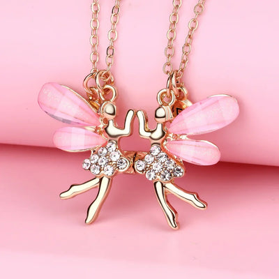 Exquisite Flower Fairy Magnet Necklace for Women Fashion Elf Pendant Clavicle Chain BFF Best Friends Jewelry Concert Gift 2024