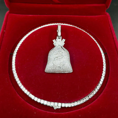 Aokaishen Money Bag Pendant Gold Color Bling Cubic Zircon Men's Hip Hop Necklace Jewelry