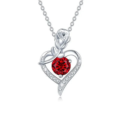 Rose Heart Pendant Necklace for Women 1CT Moissanite S925 Sterling Silver Wedding Anniversary Birthday Engagements Fine Jewelry