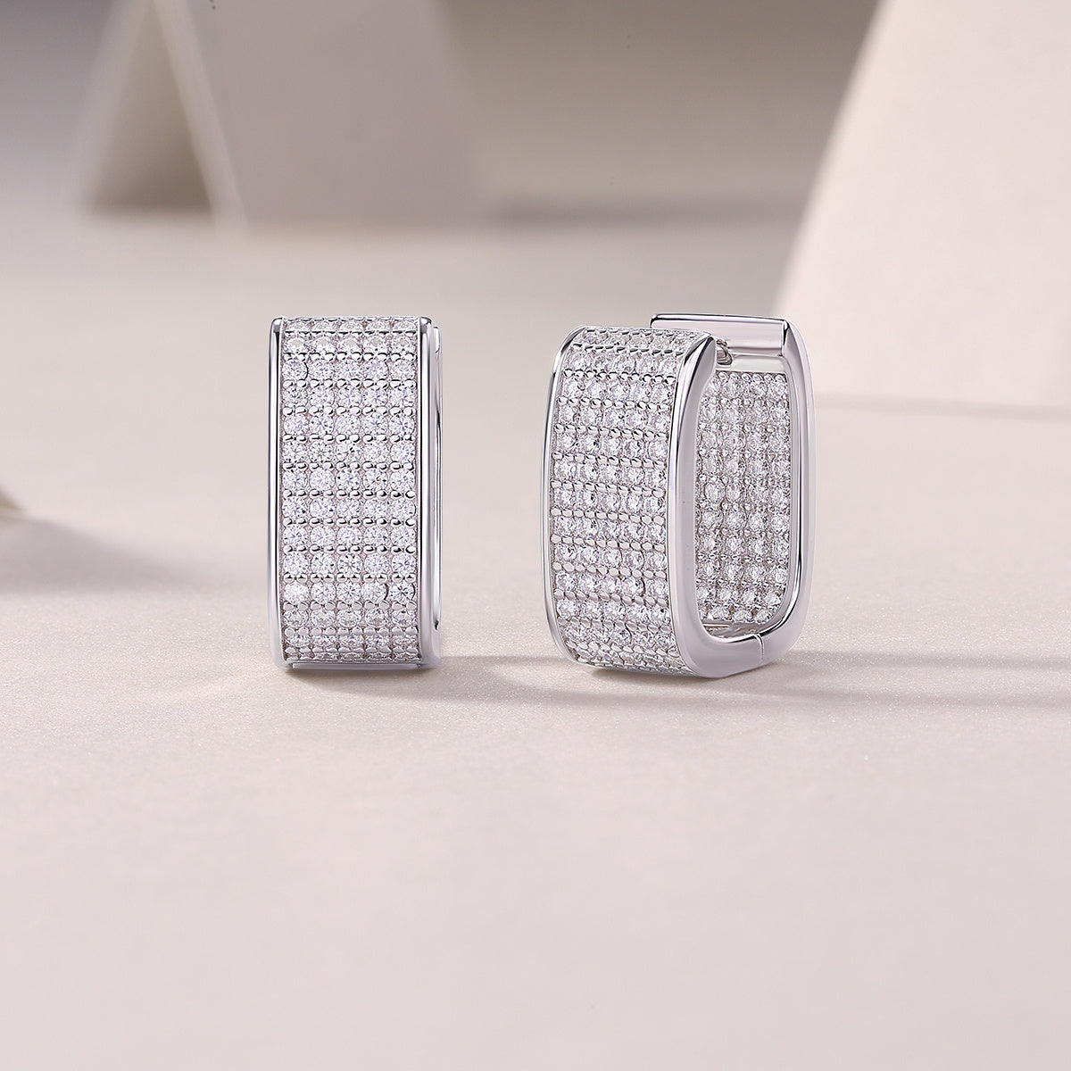 Star Light Luxury Fashion Diamond Earrings Stud Set With Mosan Diamond Silver Jewelry