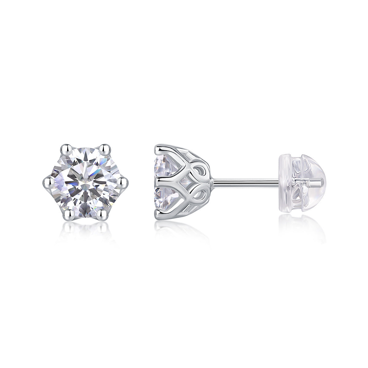 Freehand Flower Luxury Fashion Diamond Earrings Stud Inlaid With Mosan Diamond Silver Jewelry
