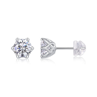 Freehand Flower Luxury Fashion Diamond Earrings Stud Inlaid With Mosan Diamond Silver Jewelry