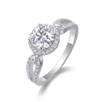 Luxury Fashion Large Diamond Wedding Ring With Moissanite Silver Ring