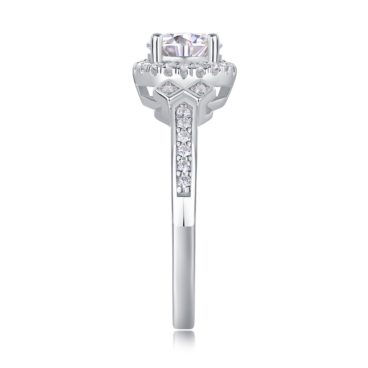 Lighthouse Large Diamond Ring Luxury Fashion Set Moissanite Silver Ring