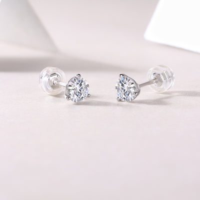 Freeze Frame Luxury Fashion Diamond Earrings Stud Set With Mosan Diamond Silver Jewelry
