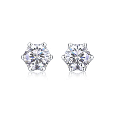 Freehand Flower Luxury Fashion Diamond Earrings Stud Inlaid With Mosan Diamond Silver Jewelry