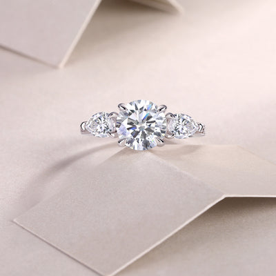Large Diamond Ring Luxury Fashion Set Moissanite Silver Ring