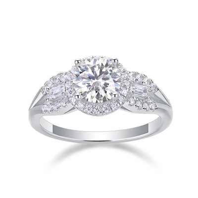 Luxury Fashion Large Diamond Wedding Ring With Moissanite Silver Ring
