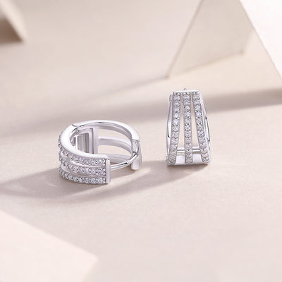 Human March Luxury Fashion Diamond Earrings Stud Inlaid With Mosan Diamond Silver Jewelry