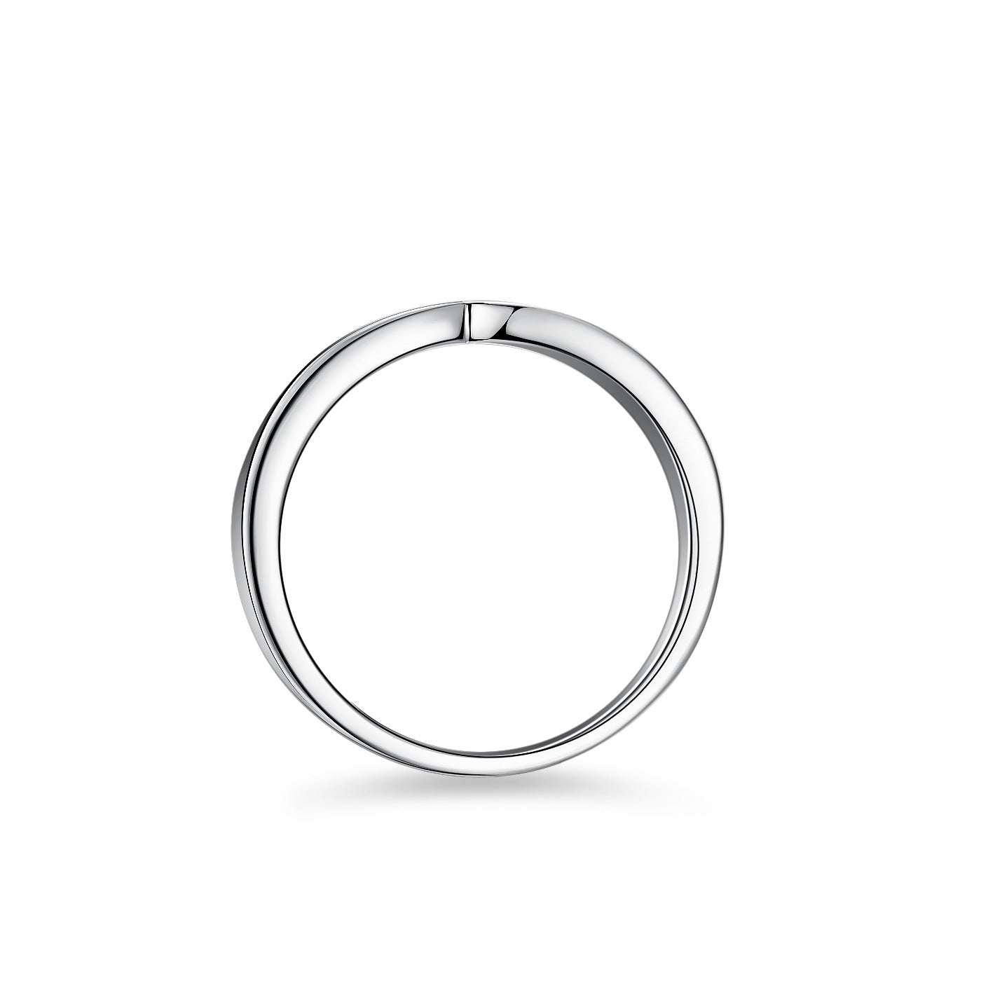 Elegant lady's moissanite engagement ring in polished silver with a sleek design